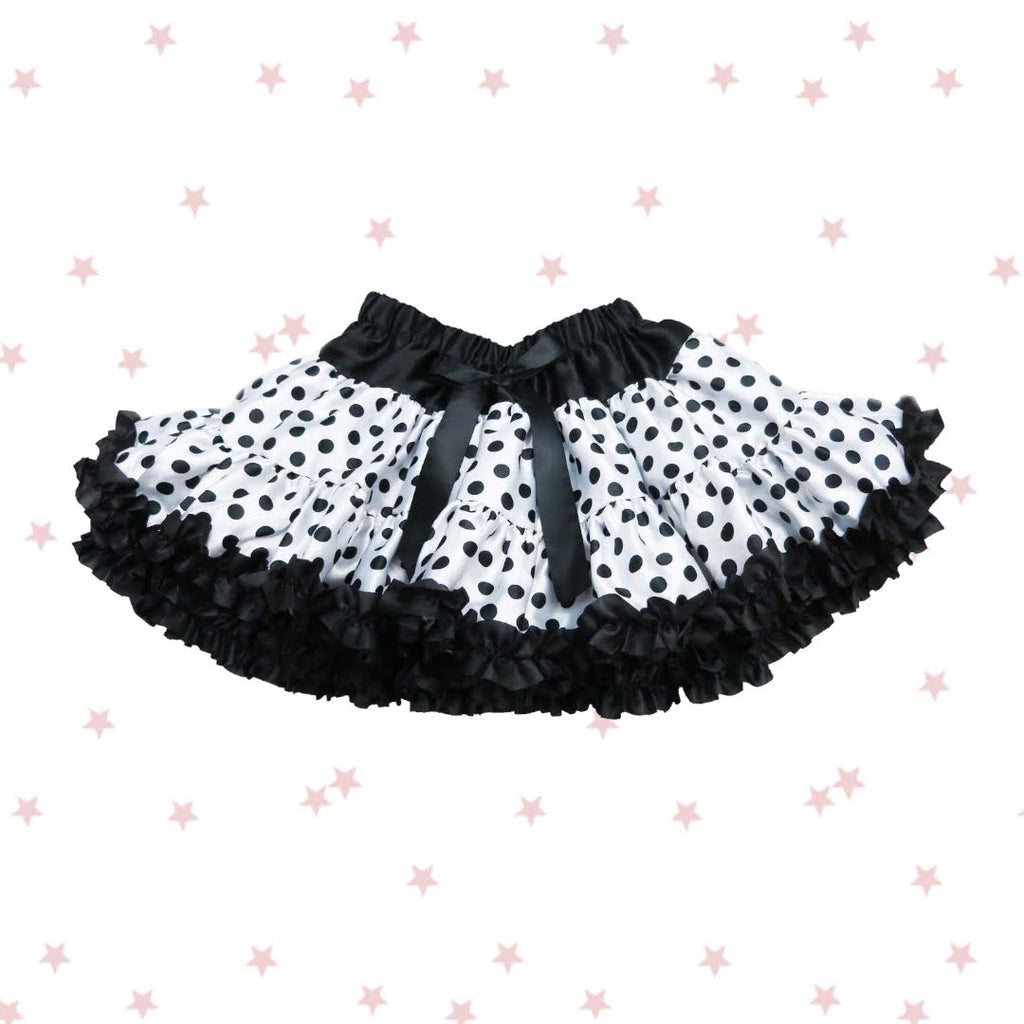 Black and White Polka Dot Satin Tutu with Trim