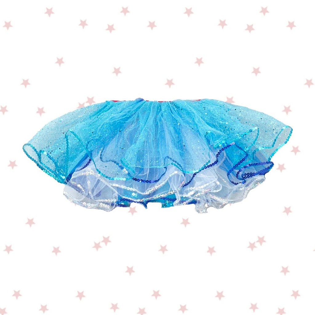 Blue and White Glitter Reversible Tutu with Sequin Trim