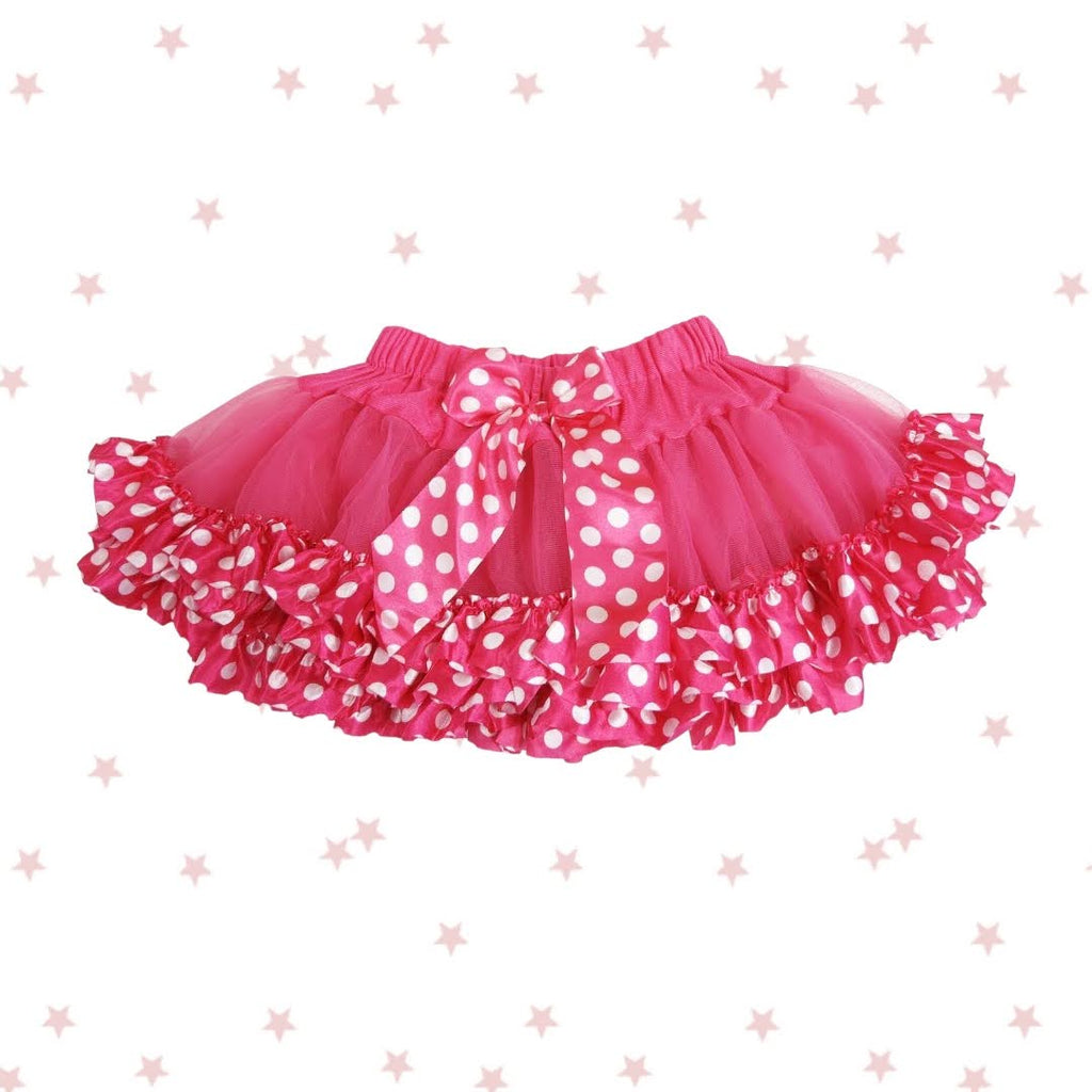 Pink Tutu with Polka Dot Ribbon Hem