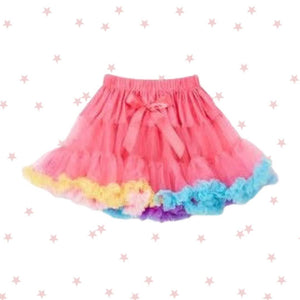 Hot Pink Pettiskirt Tutu with Rainbow Trim