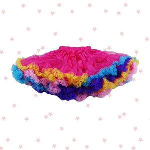 Hot Pink Pettiskirt Tutu with Rainbow Trim