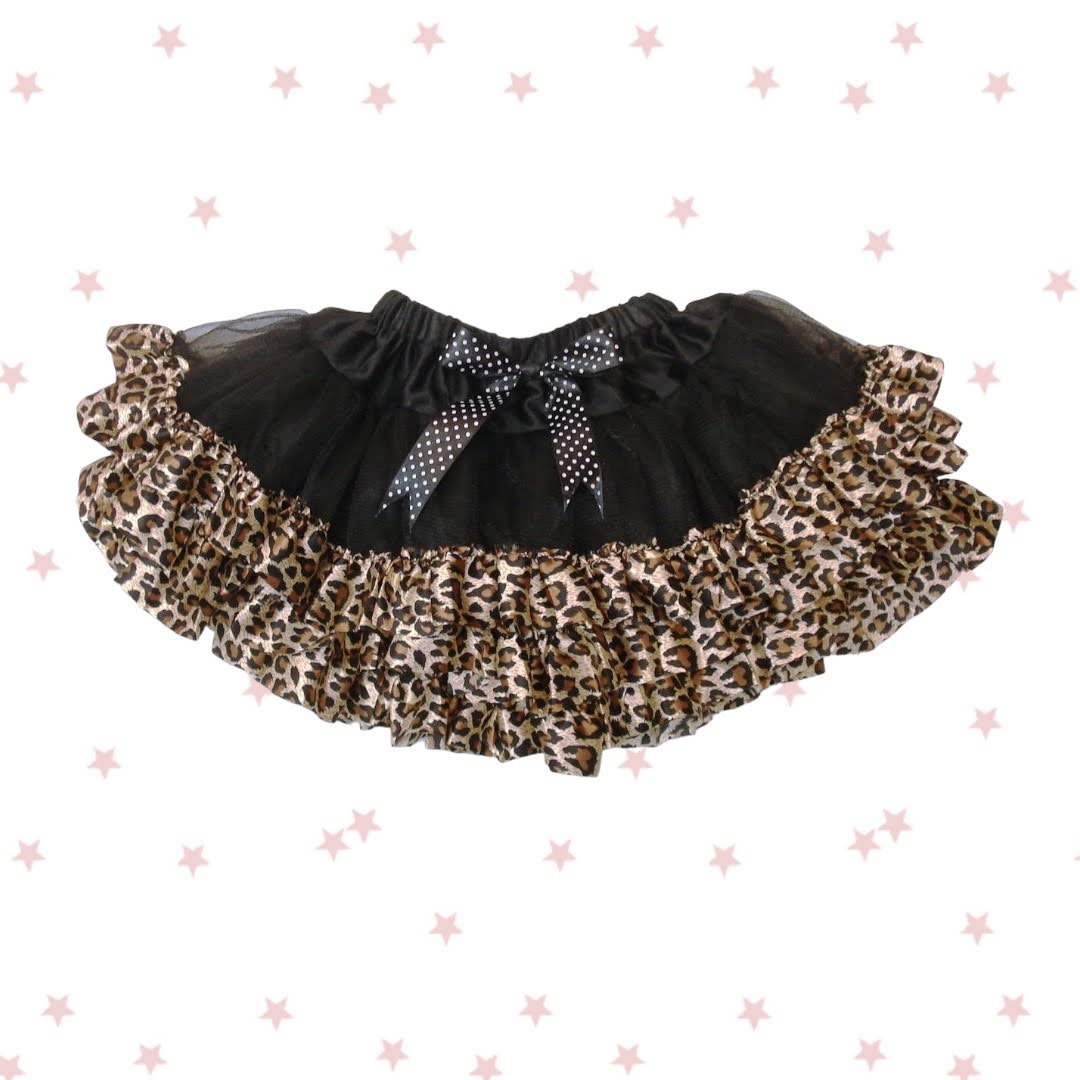 Black Tutu with Leopard Print Trim