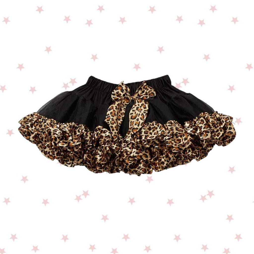 Black Tutu with Leopard Print Trim