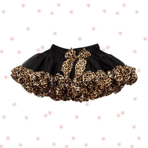 Black Tutu with Leopard Print Trim