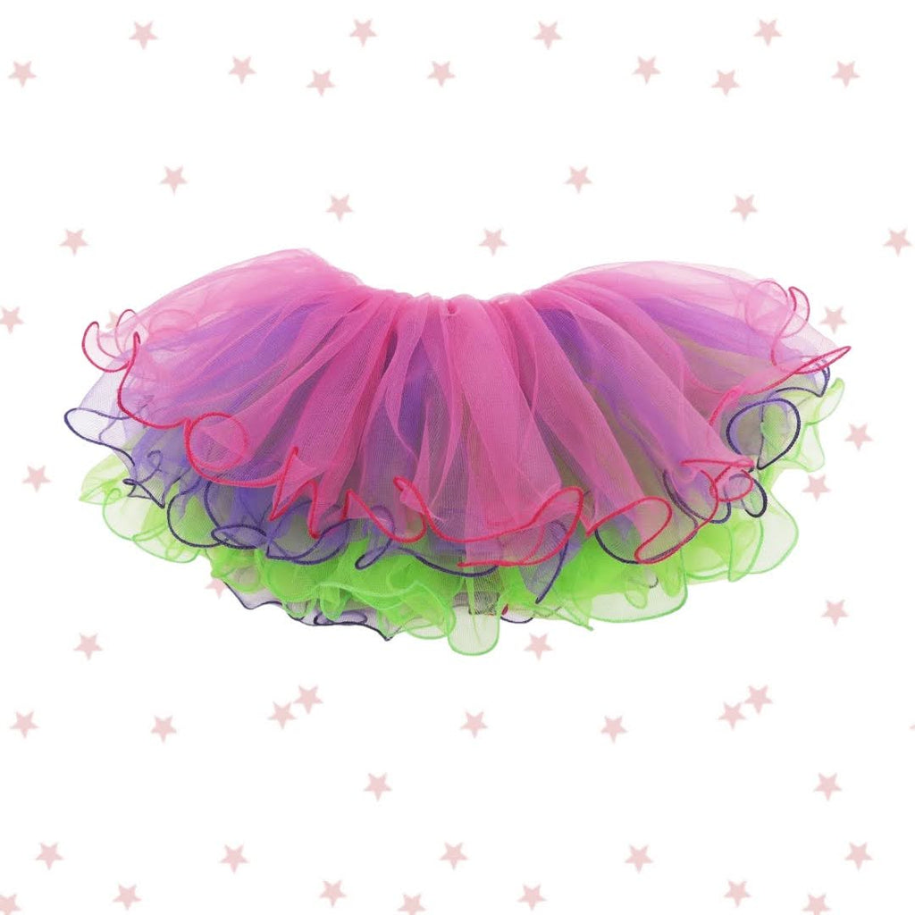 Multicolor Pink Purple Green Reversible Wavy Tutu