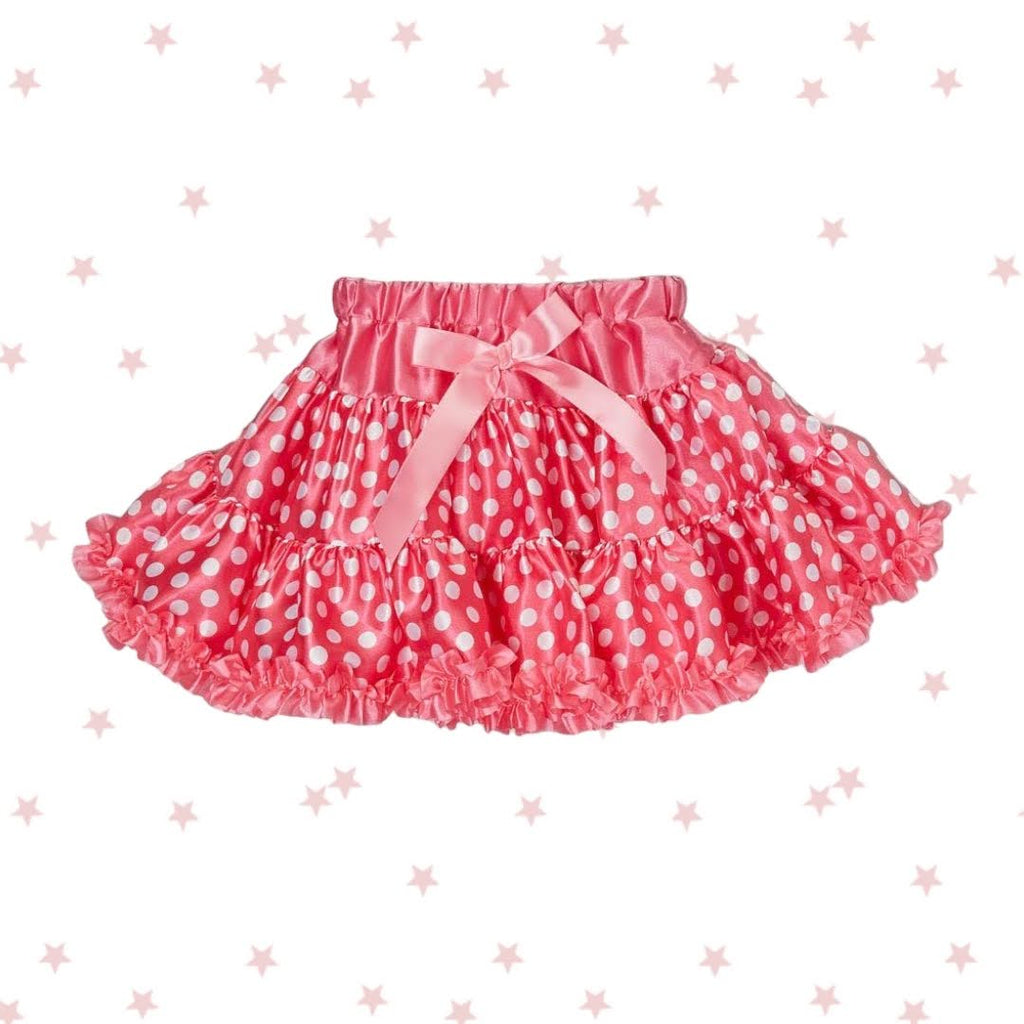 Hot Pink and White Polka Dot Satin Tutu with Trim