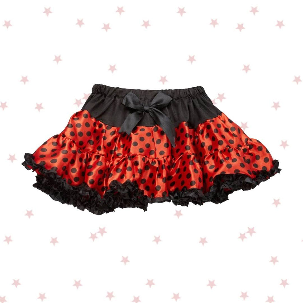 Lady Bug Red and Black Polka Dot Satin Tutu with Trim