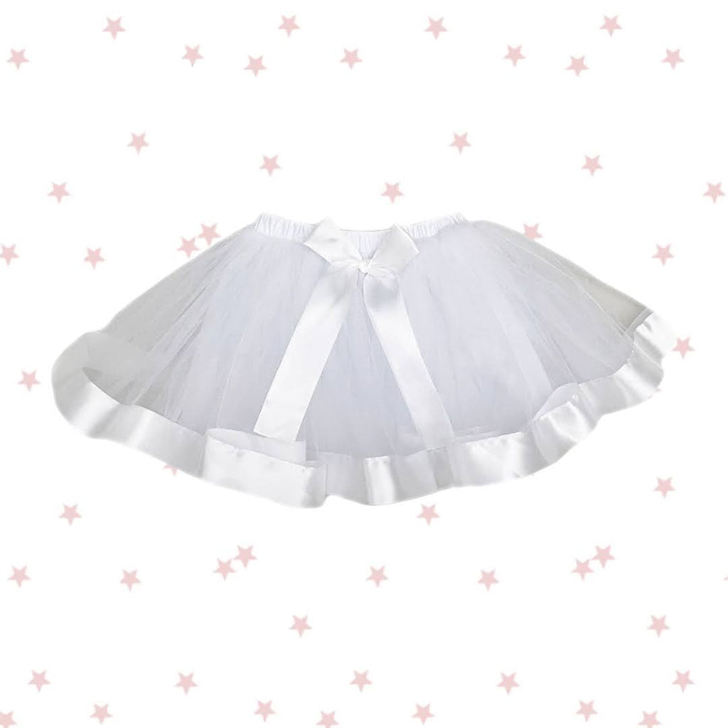 White Tutu with Ribbon Hem