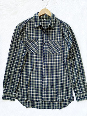 Gray Red Buffalo Plaid Flannel Long Sleeve Cotton Adult Unisex Shirt