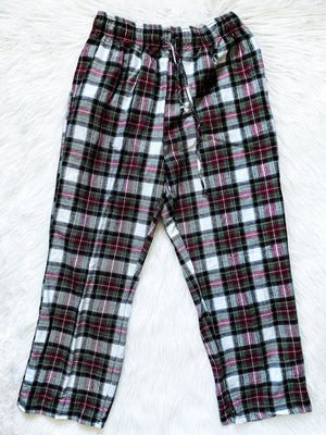 PJ Adult Red Green White Pajama Plaid Pants