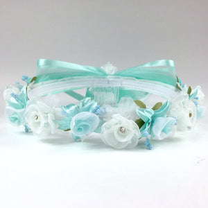 Ivory Off White Floral Organza Crown Headband