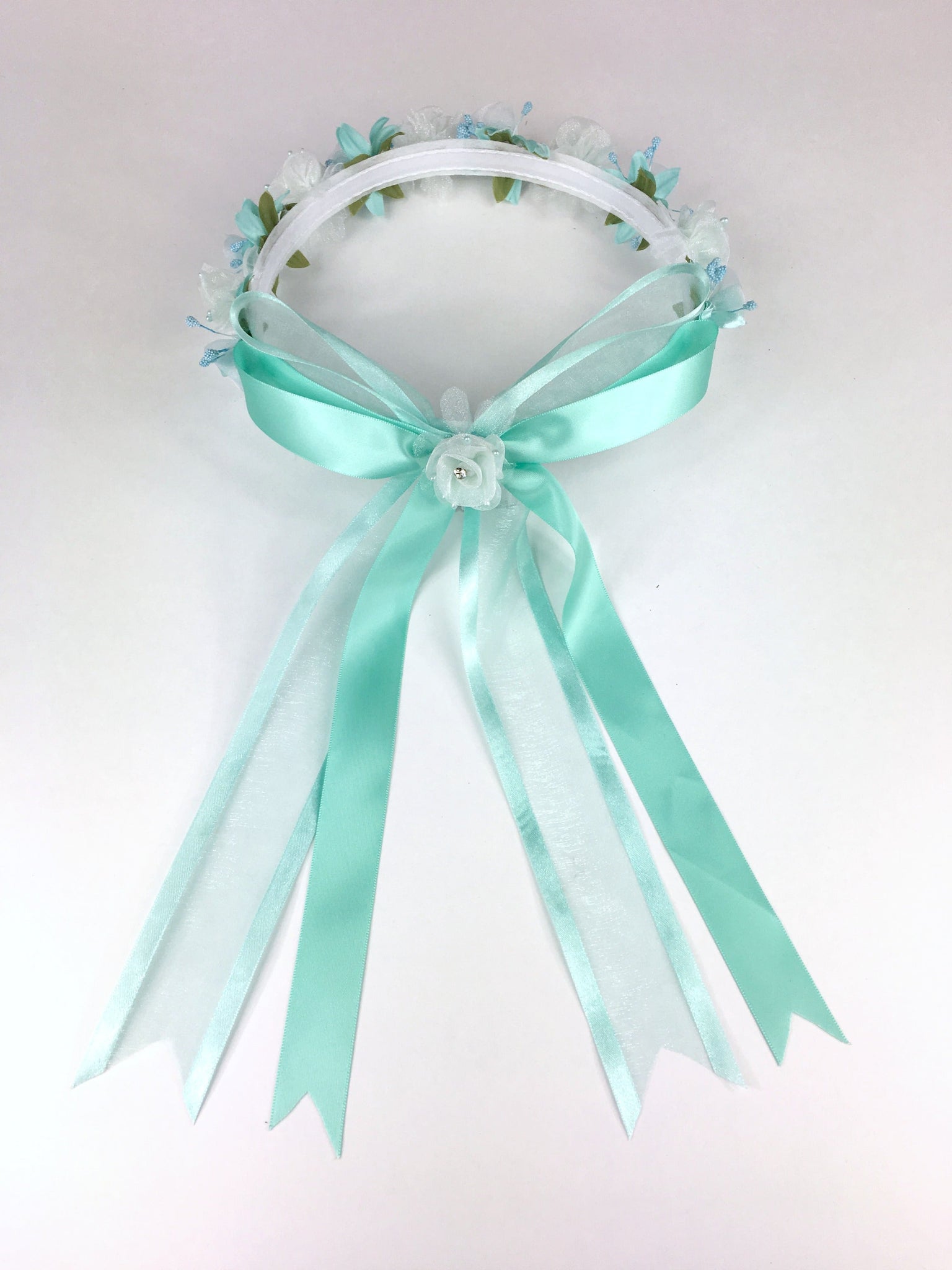 Ivory Off White Floral Organza Crown Headband