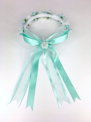 Ivory Off White Floral Organza Crown Headband