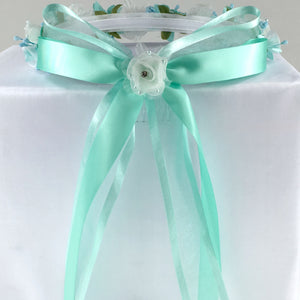 Aqua Floral Organza Crown Headband