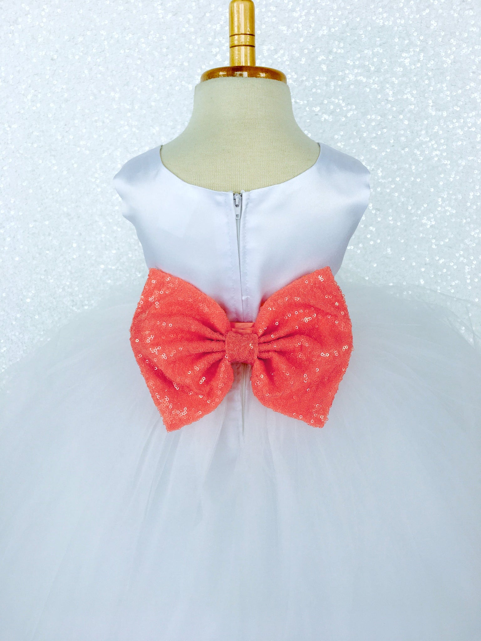 Sleeveless White 4 Layer Tulle Princess Dress Aqua Sequin Bow Ribbon