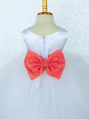 Sleeveless White 4 Layer Tulle Princess Dress Aqua Sequin Bow Ribbon