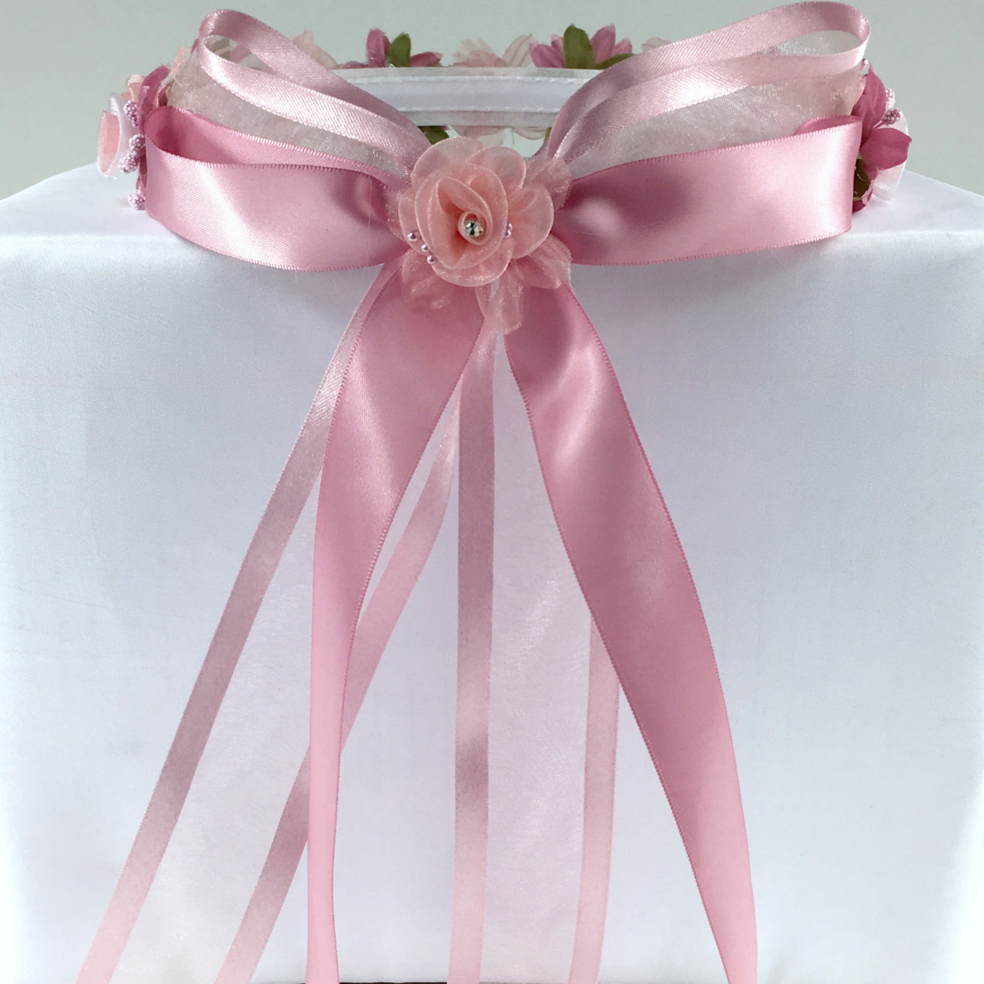 Dusty Rose Floral Organza Crown Headband