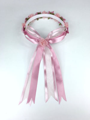 Peach Floral Organza Crown Headband