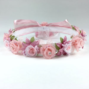 White Floral Organza Crown Headband