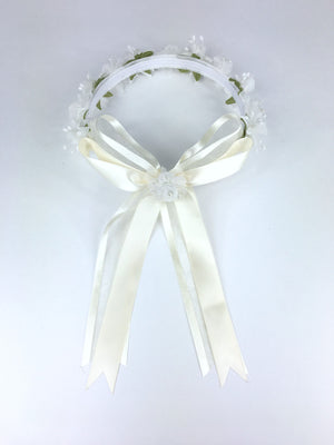 Silver Gray Floral Organza Crown Headband