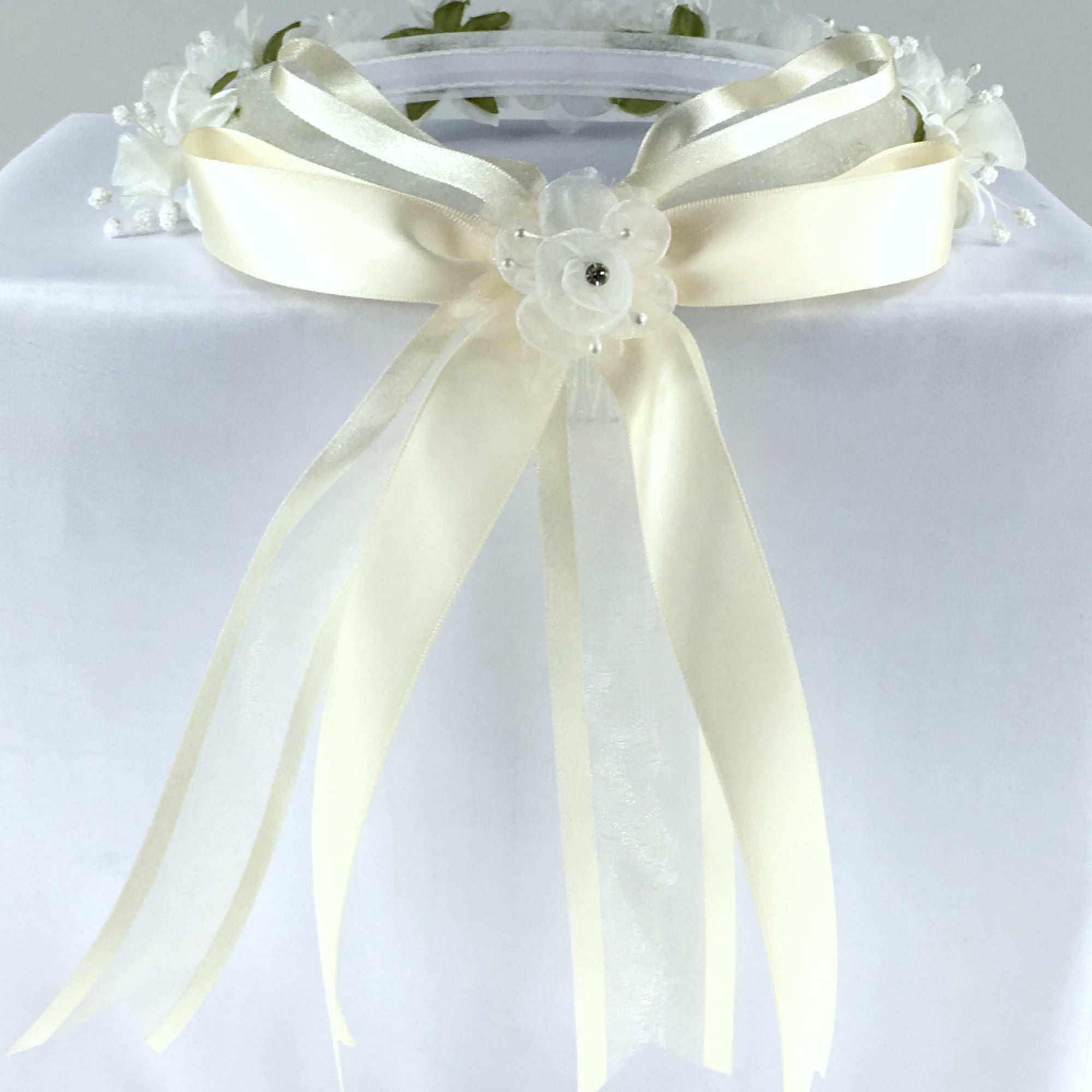 Ivory Off White Floral Organza Crown Headband