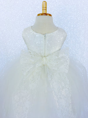 Ivory Big Sequin 2 Layer Tulle Lace Sash