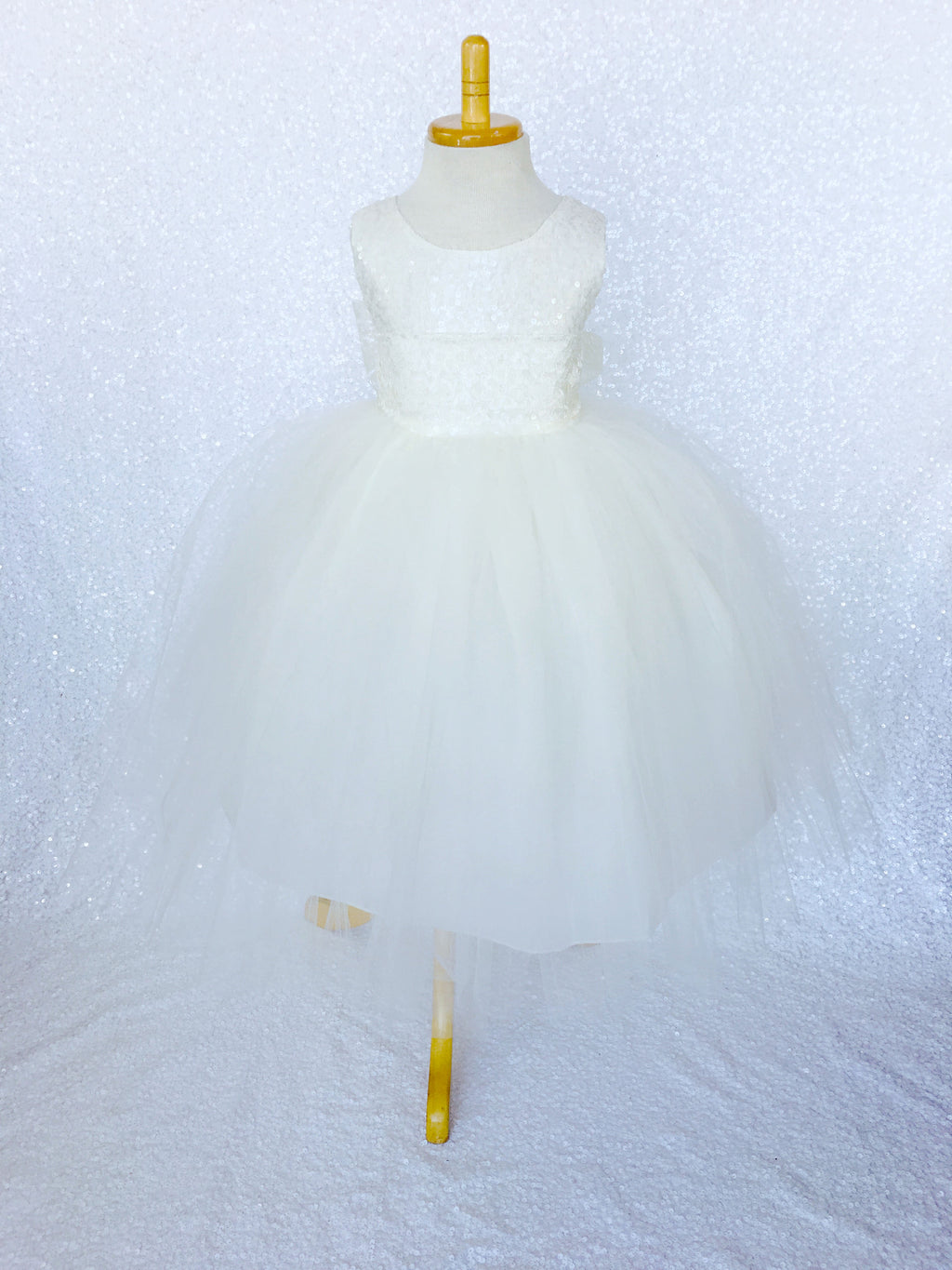 Ivory Big Sequin 2 Layer Tulle Lace Sash