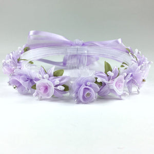 Dusty Rose Floral Organza Crown Headband