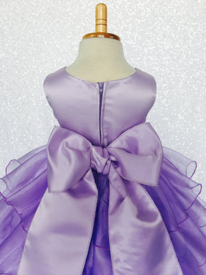 Lilac Sleeveless Satin Organza Ruffle Dress