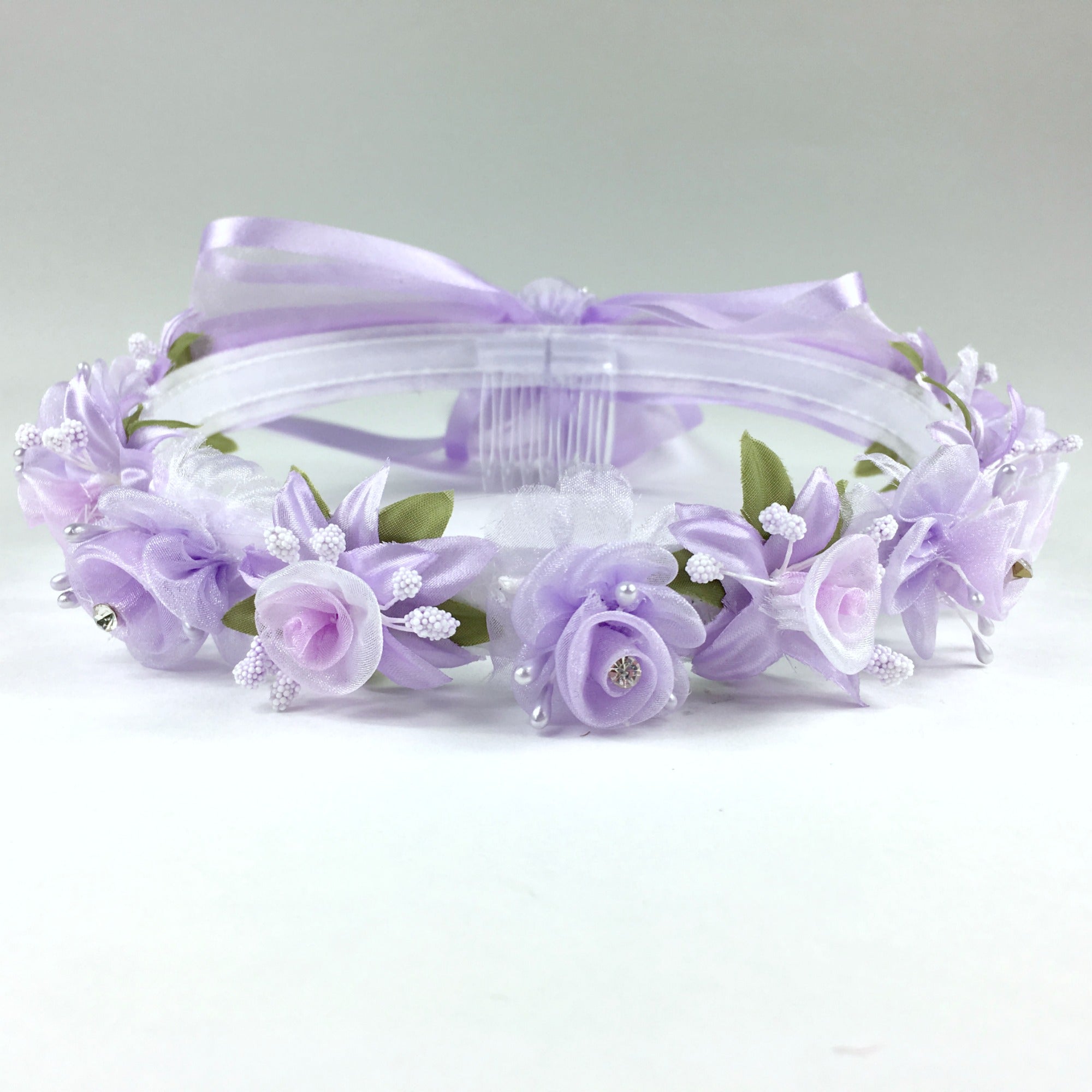 Ivory Off White Floral Organza Crown Headband