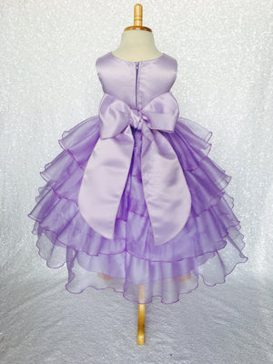 Lilac Sleeveless Satin Organza Ruffle Dress