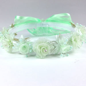 Silver Gray Floral Organza Crown Headband