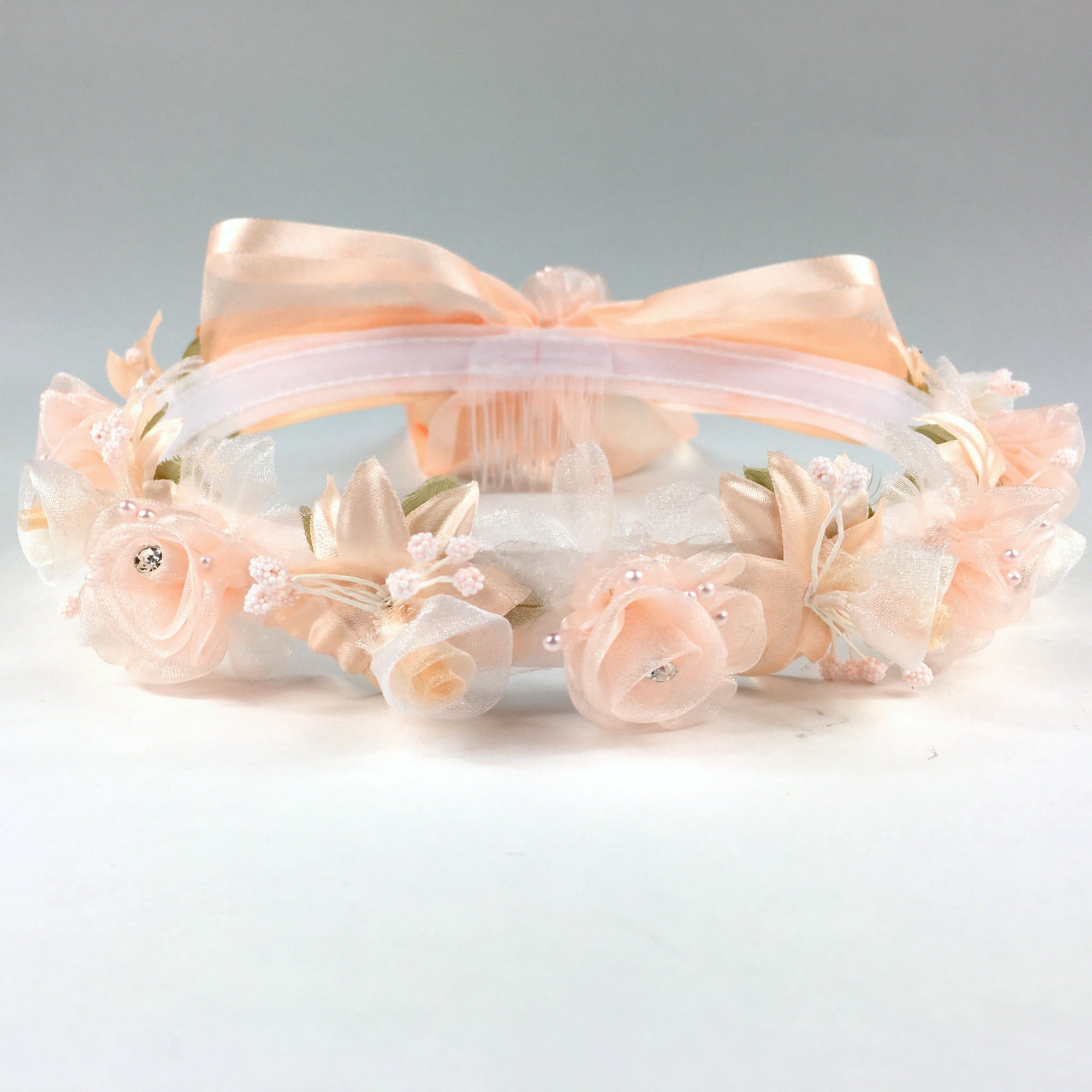 Aqua Floral Organza Crown Headband