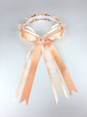 Peach Floral Organza Crown Headband