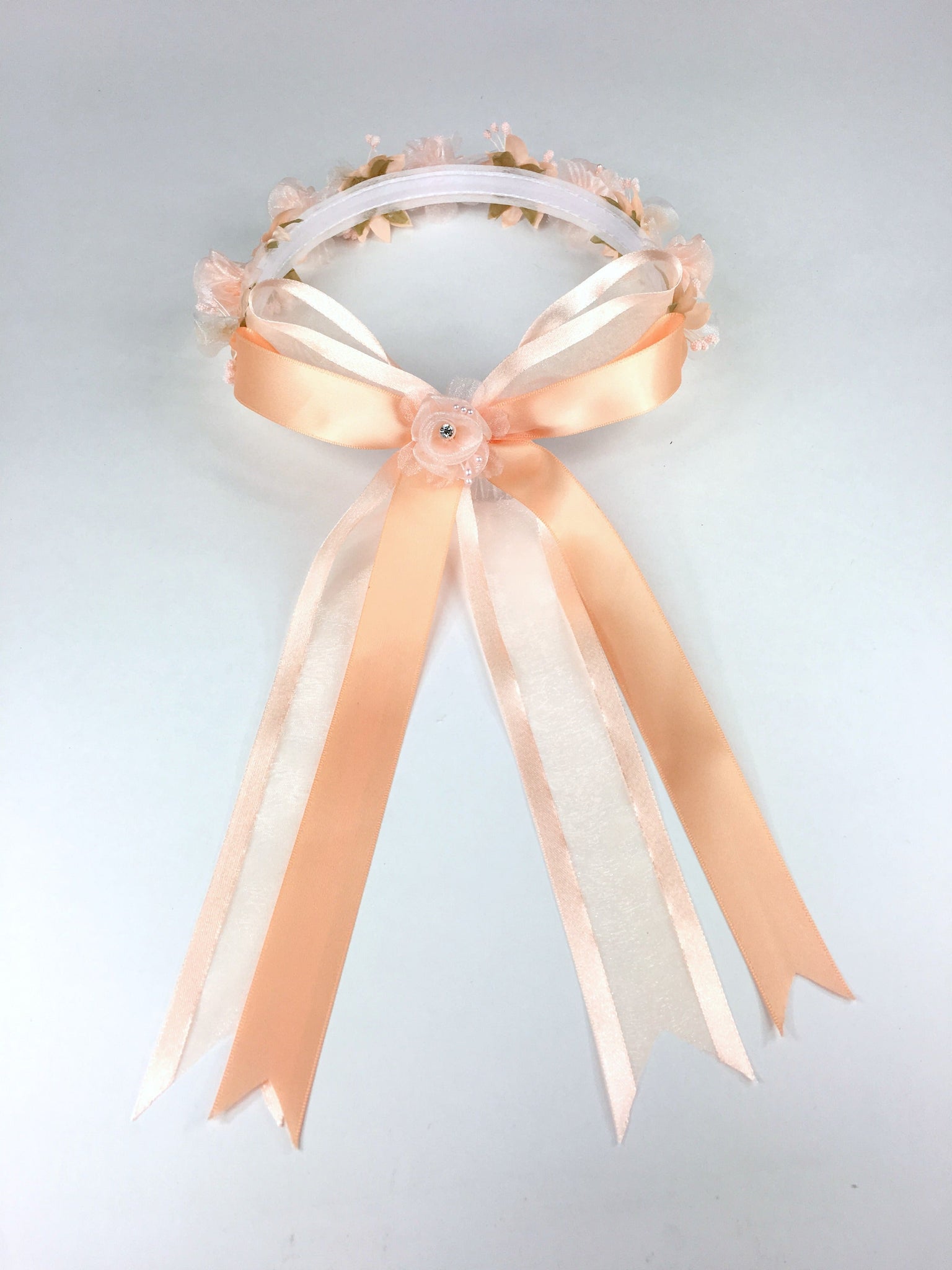 Coral Floral Organza Crown Headband