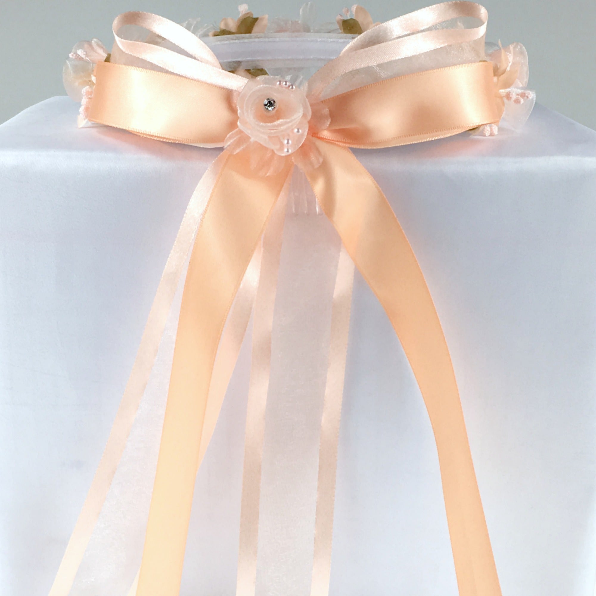 Peach Floral Organza Crown Headband