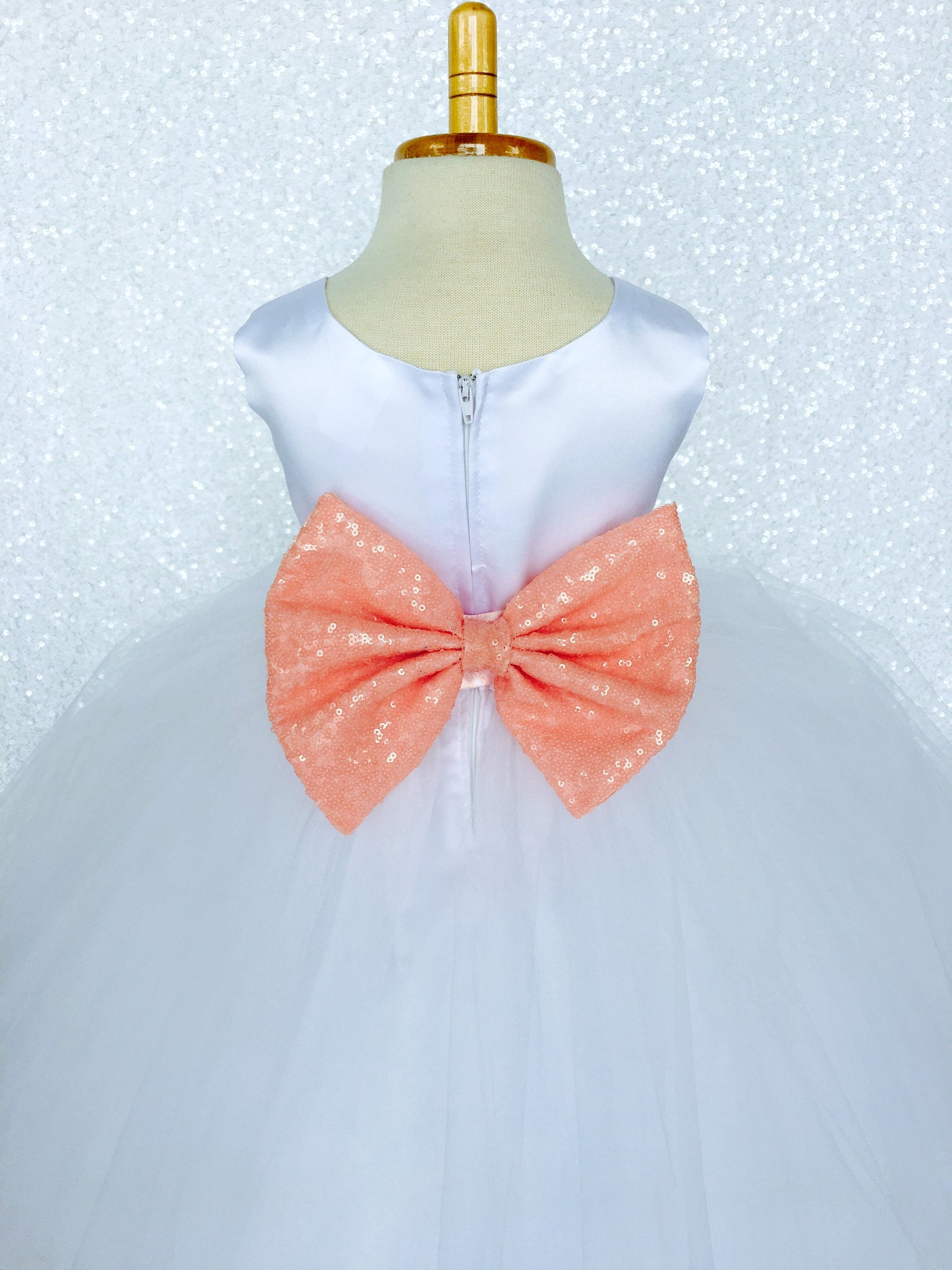 Sleeveless White 4 Layer Tulle Princess Dress Aqua Sequin Bow Ribbon