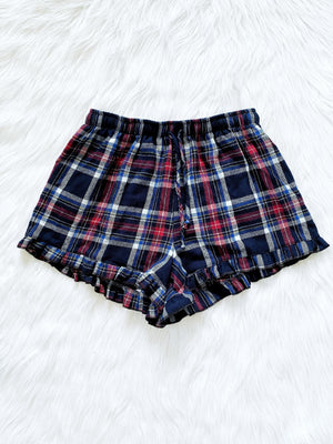 Red Green White Women Pajama Plaid Shorts Ruffle Adult PJ