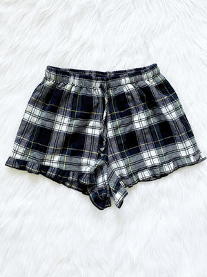 Red Black PJ Youth Pajama Plaid Ruffle Shorts