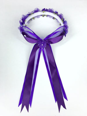 Purple Floral Organza Crown Headband