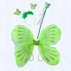 Green Fairy Wings, Wand, and Headband Halloween Costume Accessories