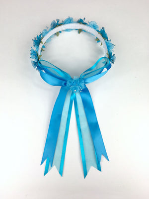 Turquoise Floral Organza Crown Headband