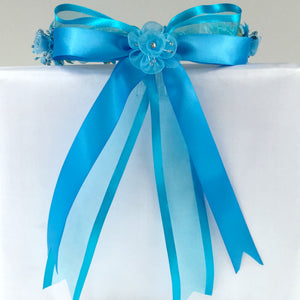 Turquoise Floral Organza Crown Headband