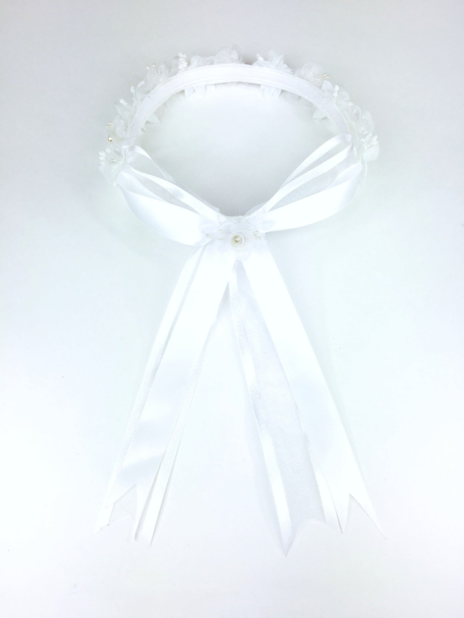 White Floral Organza Crown Headband