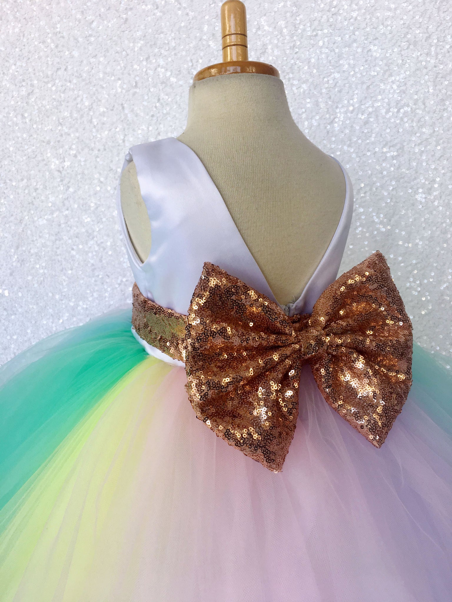 Pastel Rainbow Tie Tutu with Pink Bow