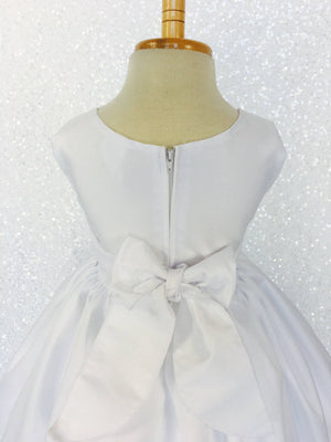 White Shantung Pearl Sleeveless Dress