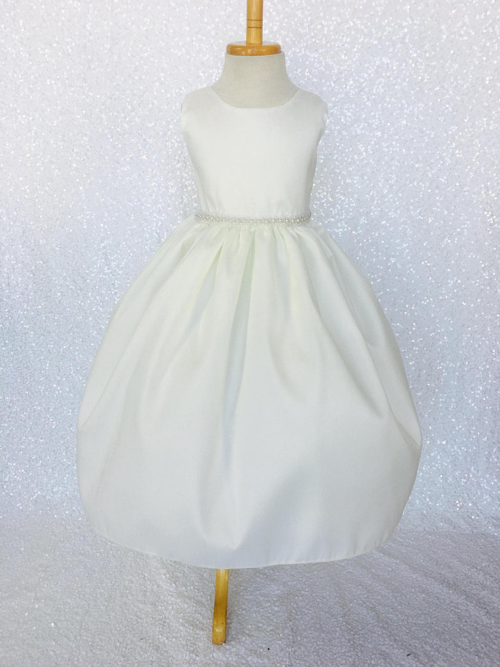 Ivory Vintage Shantung Pearl Off White Dress