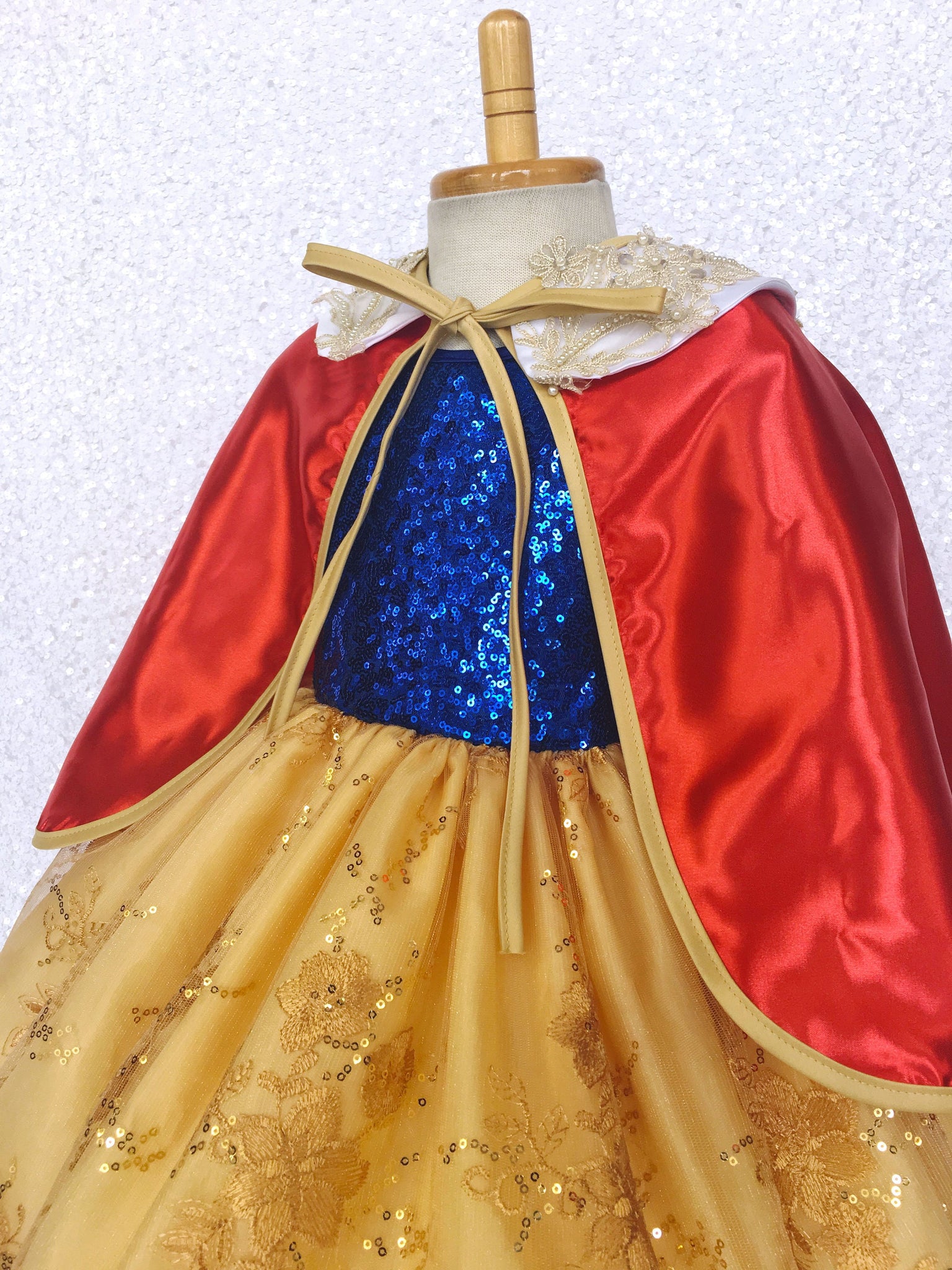 Mini Sequin  Keyhole Snow White Inspired Gown Lace Bow