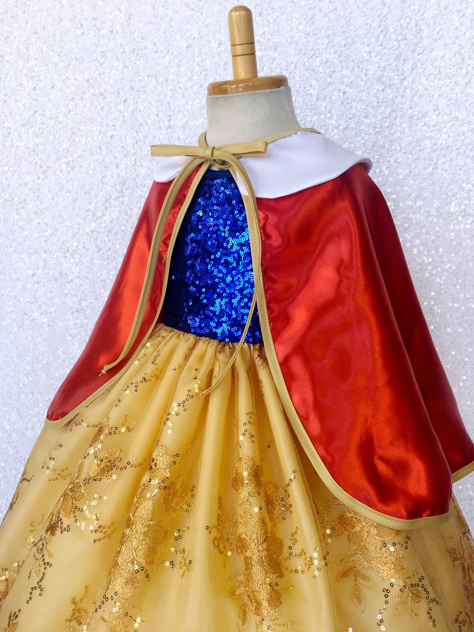 Keyhole Sleeveless Mini Sequin Snow White Inspired Dress Bow