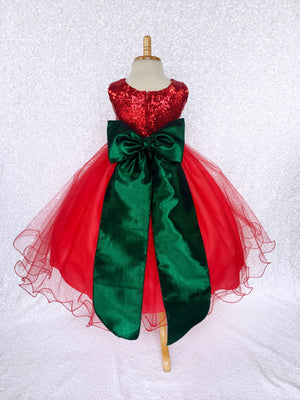 Sequin Fishing Line Tulle Red Gown Hunter Green Velvet Flower